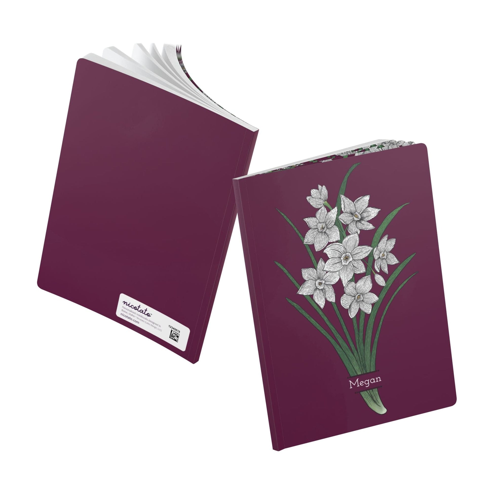 Paper products Paperwhite Flower Journal - December Birth flower - Personalizable Softcover Journal