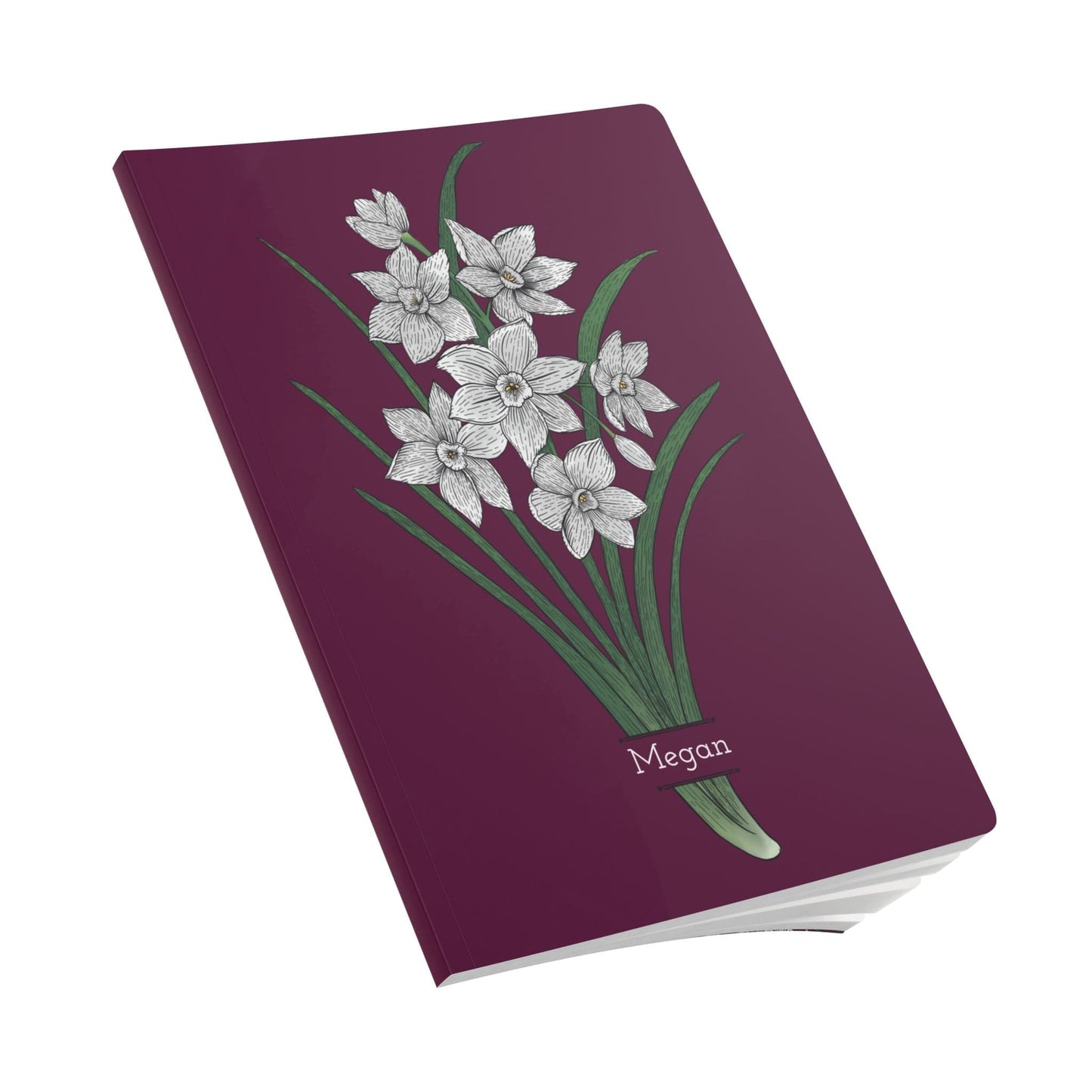 Paper products Paperwhite Flower Journal - December Birth flower - Personalizable Softcover Journal