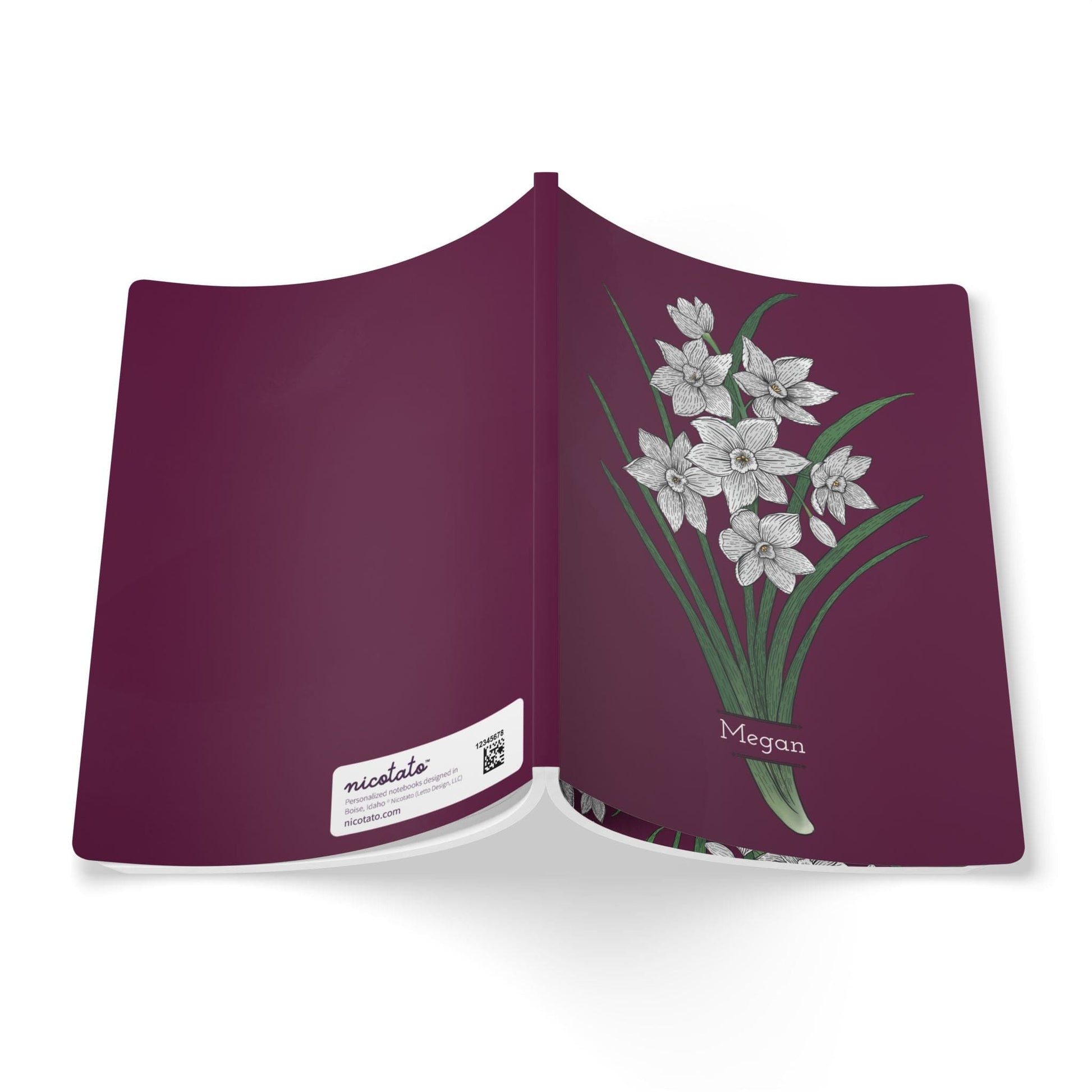 Paper products Paperwhite Flower Journal - December Birth flower - Personalizable Softcover Journal