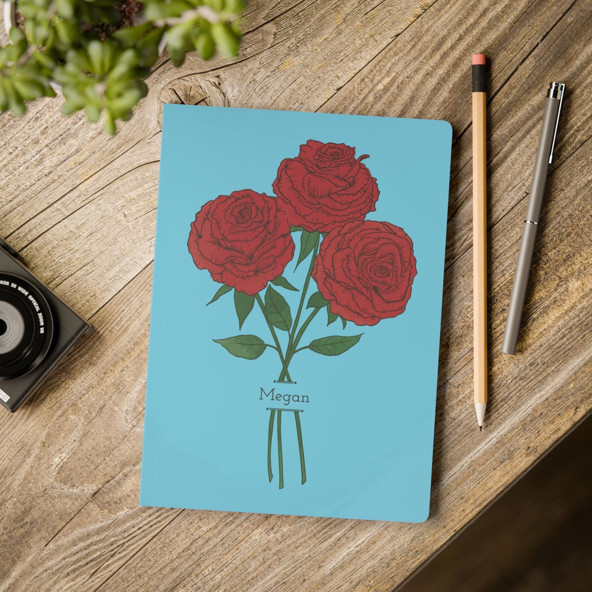 Paper products Rose Flower Journal - June Birth flower - Personalizable Softcover Journal