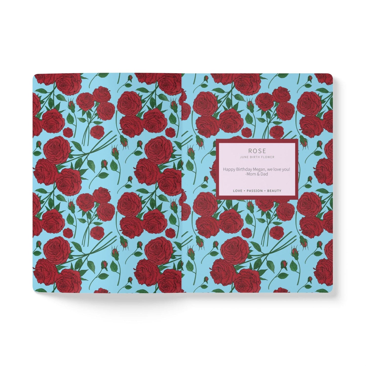 Paper products Rose Flower Journal - June Birth flower - Personalizable Softcover Journal