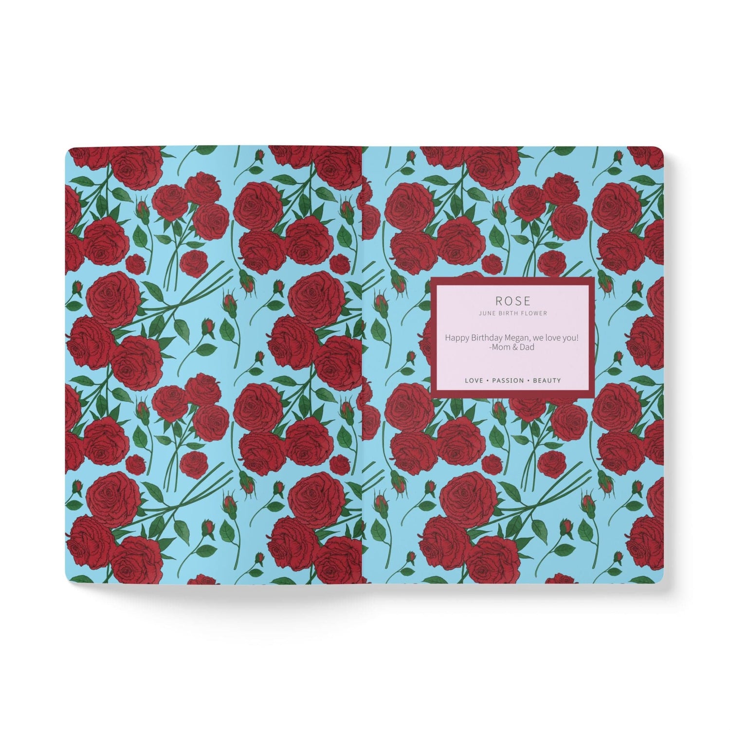 Paper products Rose Flower Journal - June Birth flower - Personalizable Softcover Journal