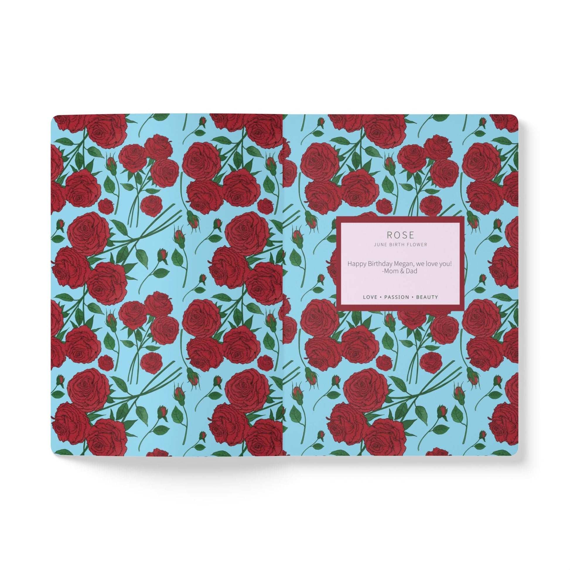 Paper products Rose Flower Journal - June Birth flower - Personalizable Softcover Journal