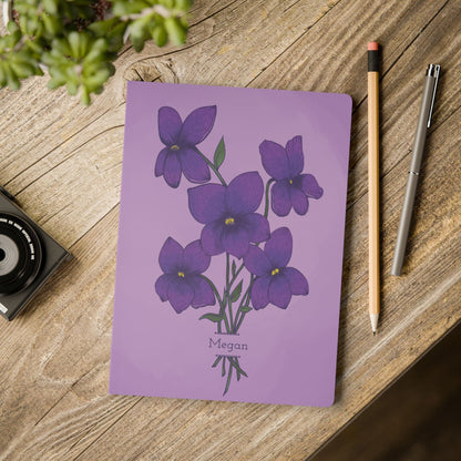 Paper products Violet Flower Journal - February Birth flower - Personalizable Softcover Journal