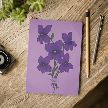Paper products Violet Flower Journal - February Birth flower - Personalizable Softcover Journal