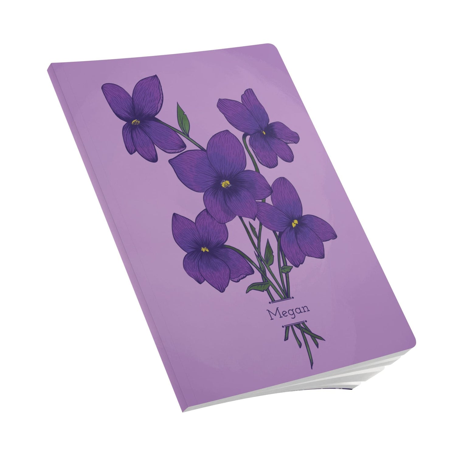 Paper products Violet Flower Journal - February Birth flower - Personalizable Softcover Journal