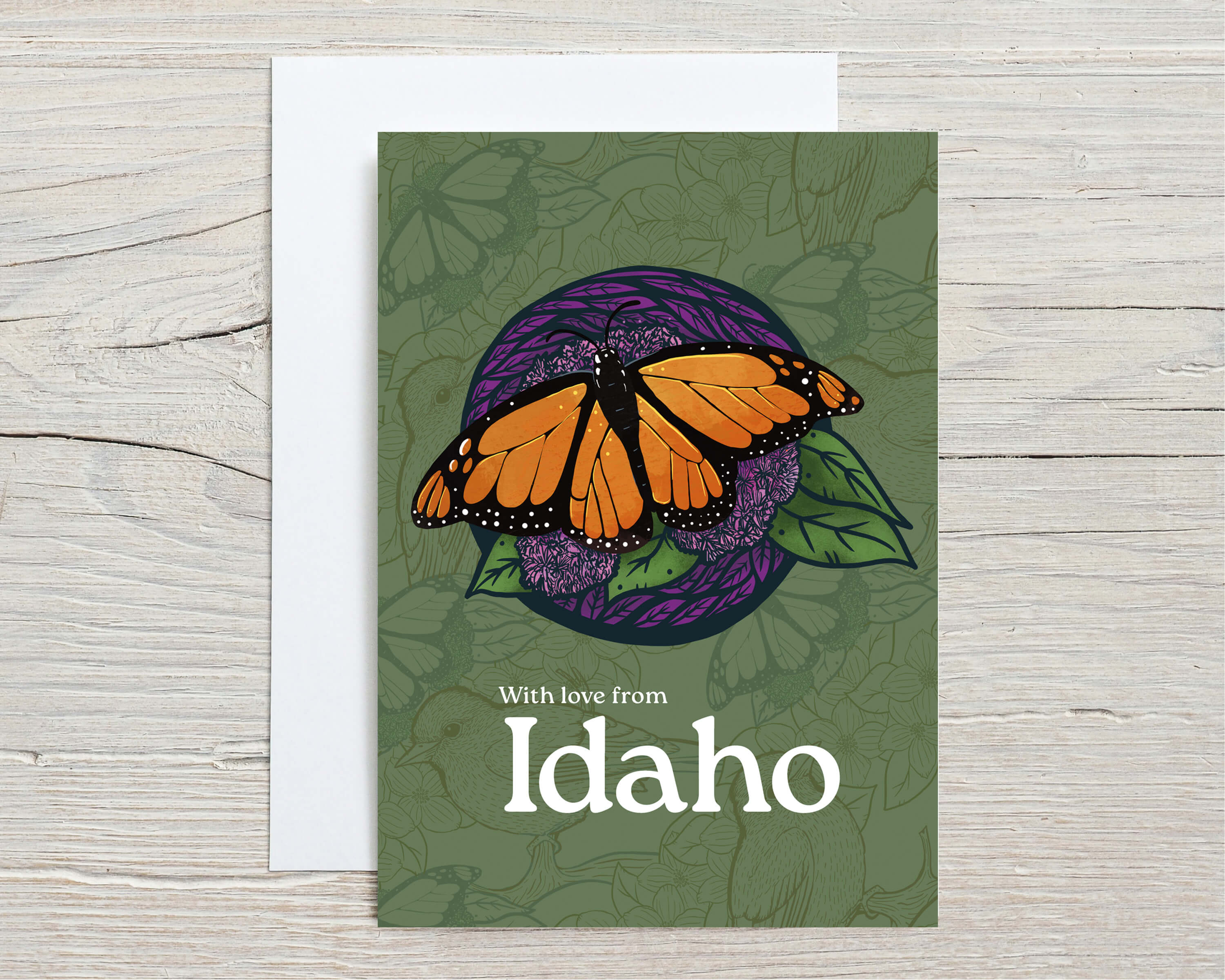 Paper products With Love From Idaho Monarch butterfly Blank Card
