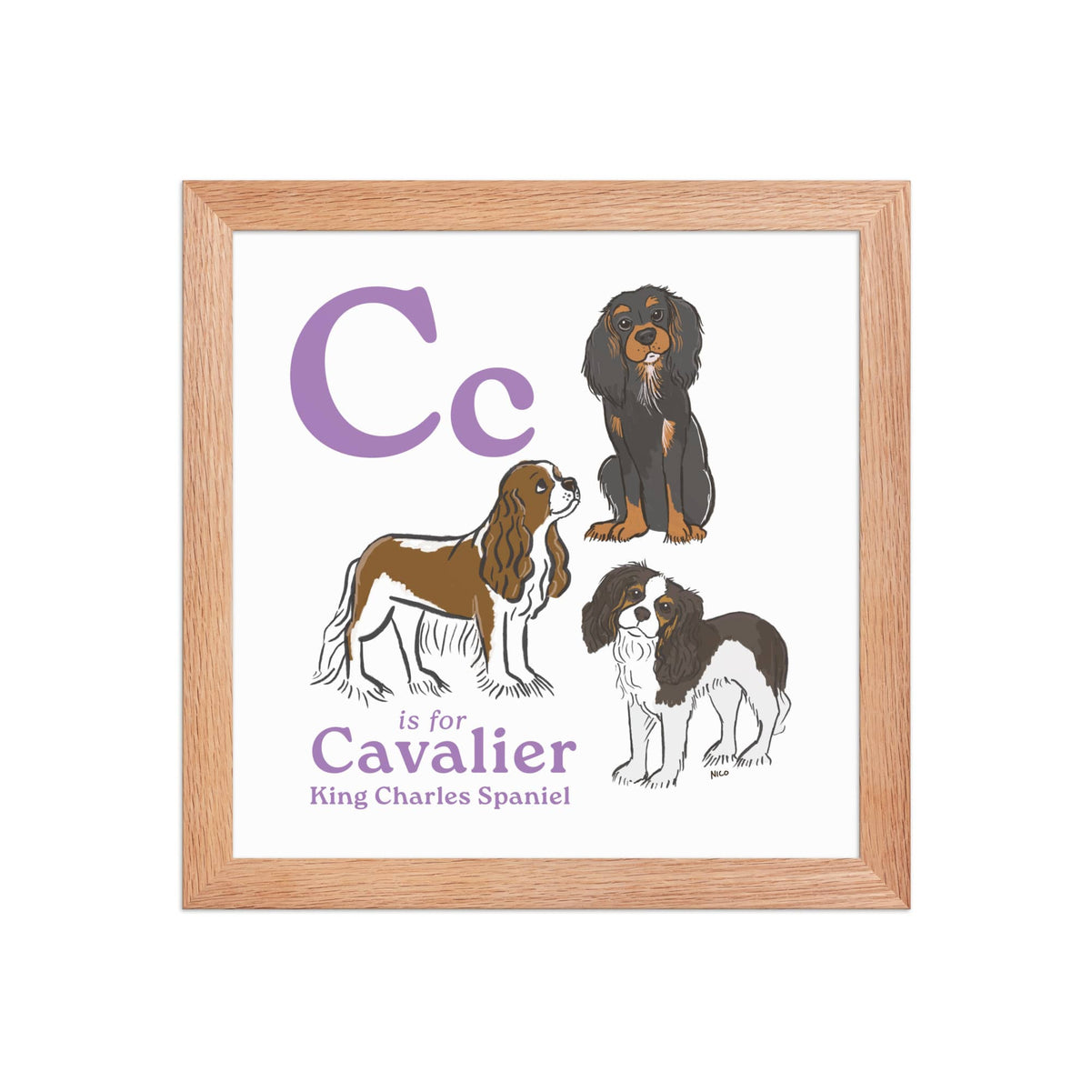 Red Oak / 10″×10″ C is for Cavalier Framed Print