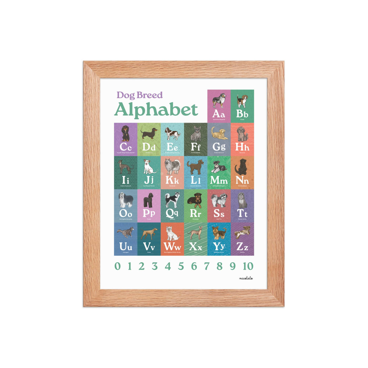 Red Oak / 8″×10″ Dog Breed Alphabet Framed Art Print