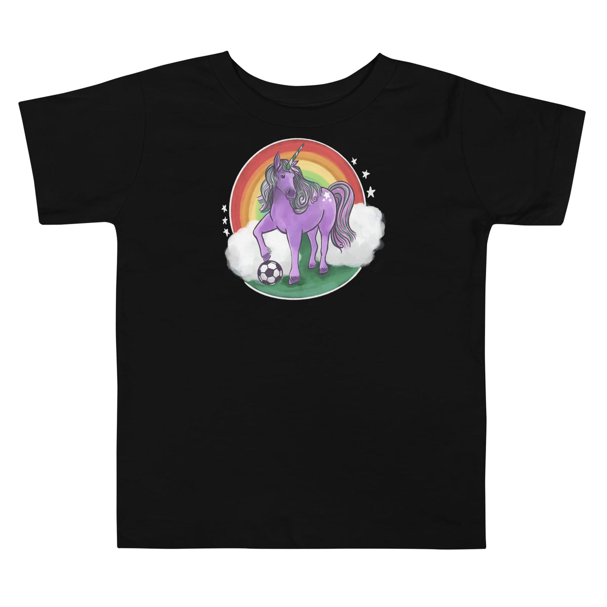 T-SHIRT Black / 2T Soccer Unicorn Toddler Short Sleeve Tee