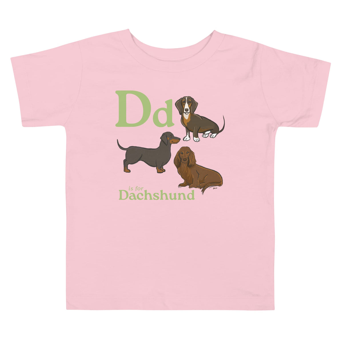 T-SHIRT Pink / 2T D is for Dachshund Toddler Short Sleeve Tee