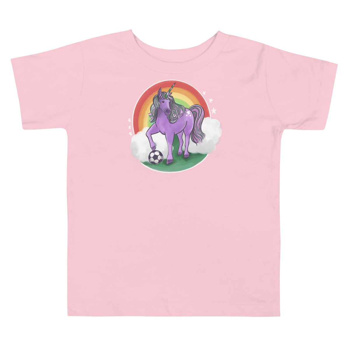 T-SHIRT Pink / 2T Soccer Unicorn Toddler Short Sleeve Tee