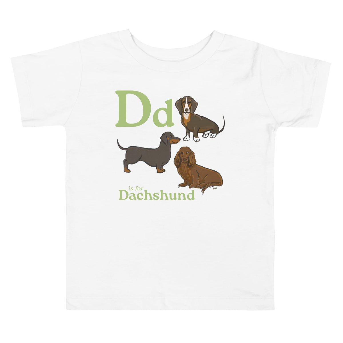 T-SHIRT White / 2T D is for Dachshund Toddler Short Sleeve Tee