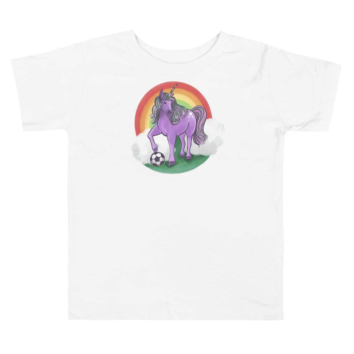 T-SHIRT White / 2T Soccer Unicorn Toddler Short Sleeve Tee