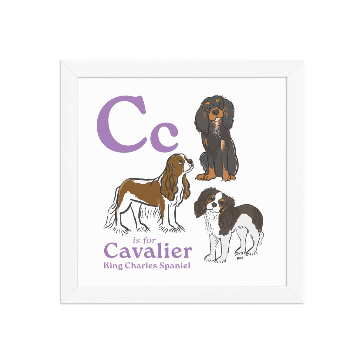 White / 10″×10″ C is for Cavalier Framed Print